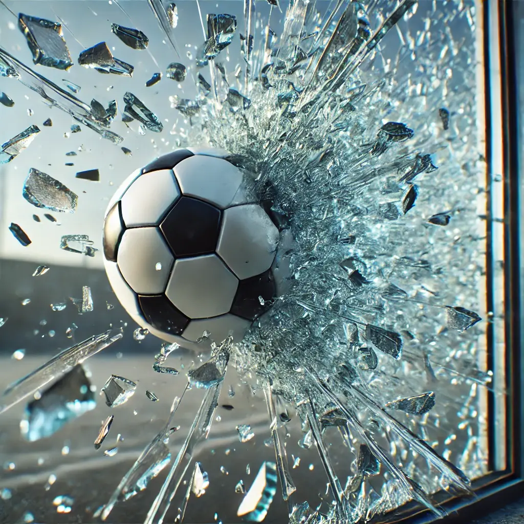 safety films splitterschutz fußball geht durch das glas durch